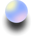 Esfera 3D brillante con colores de degradado azul, morado y Yellow y una suave sombra paralela.